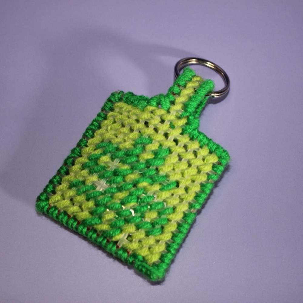 Green and Yellow Woven Keychain